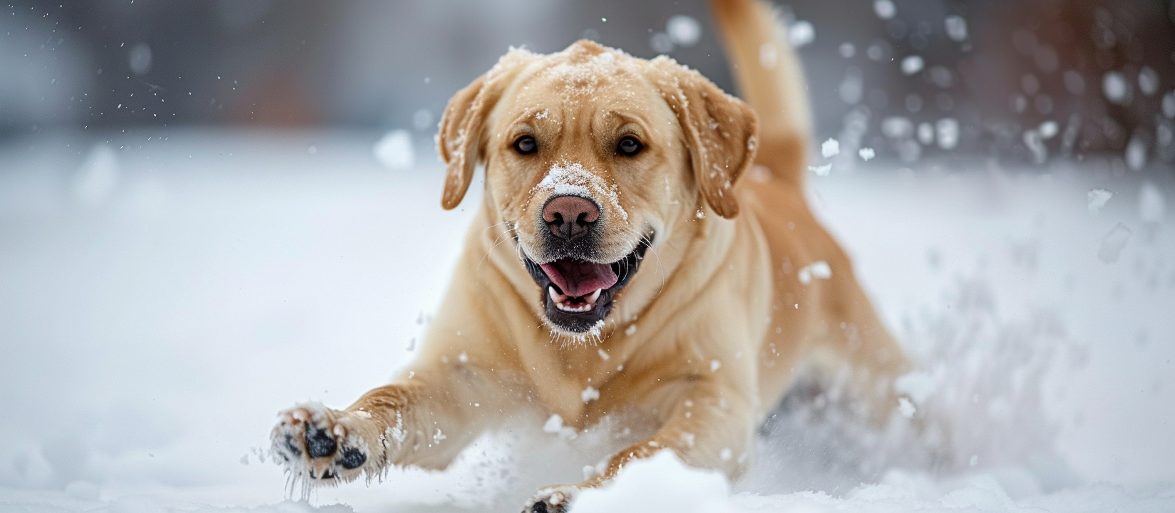 labrador leker i snon